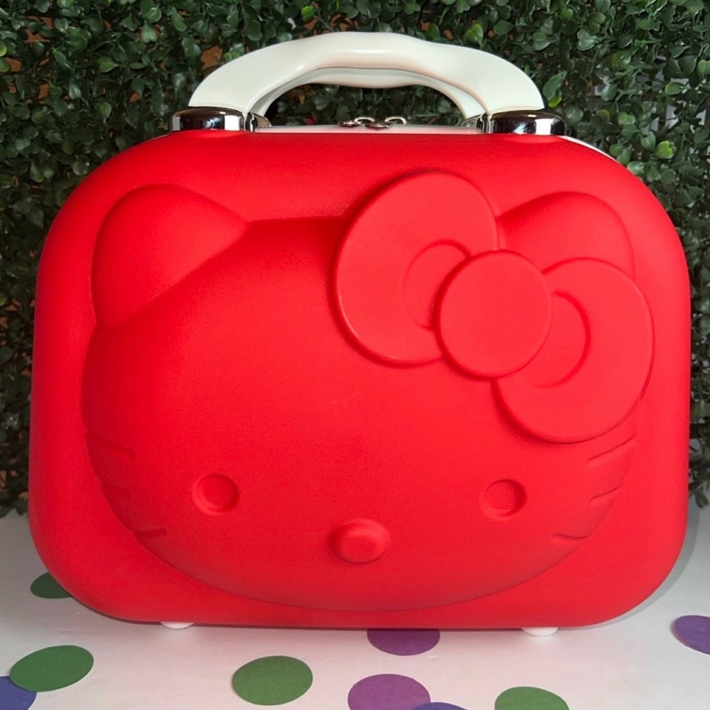 Hello Kitty Red Hard-Shell Cosmetic Travel Case with White Handle